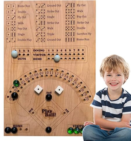 Lnhgh Baseball-Würfelspiel, Gesellschaftsspiel | Klassisches mathematisches Zahlenspiel aus Holz mit Flippers aus – Denkspiel, frühes Lernspielzeug, Spielbrett