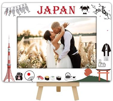 DETIHO Japanischer Reise-Bilderrahmen, japanischer Holzrahmen mit Staffelei-Ständer für Heimdekoration, Tisch-Display, Urlaub, Flitterwochen, Geschenke für Freunde, Paare, 10 x 15 cm, B10