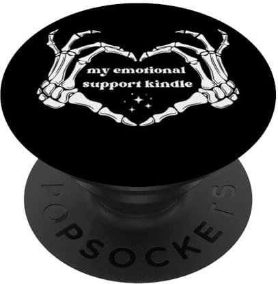 Emotional Support Kindle Skeleton Heart Bones Love Reading PopSockets Adhesive PopGrip