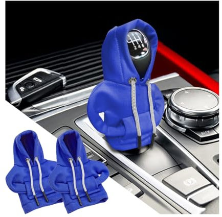 JNNJ Auto Schalthebel Schutz Dekoration, Universal Hoodie Auto Schalthebelabdeckung, Witziger Schalthebel-Hoodie, Kreatives Autozubehör Für Schaltknüppel(Blau)
