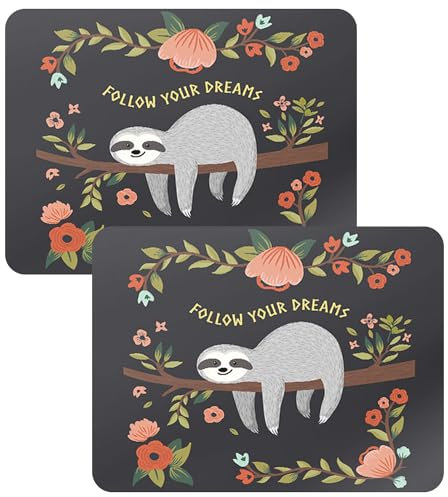 NYGGTYK Lot de 2 tapis de souris paresseux, tapis de souris mignon, 200 x 240 x 3 mm Tapis de souris carré, tapis de clavier de bureau pour ordinateur, tapis de bureau adapté pour le bureau, le
