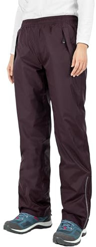 33,000ft Pantalon de pluie pour femme - Imperméable et respirant - Pantalon de randonnée léger - Coupe-vent - Pantalon de trekking en plein air, violet foncé, 36