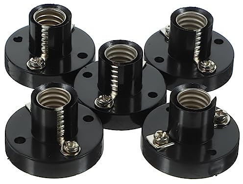 WHAMVOX 5 Pieces E10 Screw Mini Bulbs Warm White Bulb Light and E10 Mini Screw Type Socket Black Plastic Lamp Holder for Student Experiment Lighting DIY Accessories Easy Installation Light Socket