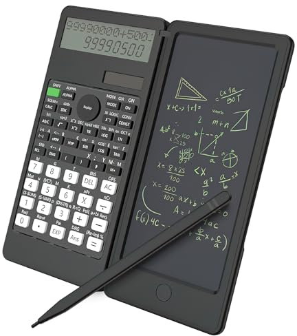 Calcolatrice Scientifica Lavagna Cancellabile, Luckits Calcolatrice Solare con dual power pieghevole 401 funzioni aritmetiche calcolatrice ufficio display LCD a 2 righe da 11 cifre per università