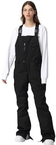 HOUZONIY Skihosen Für Damen, Damen Schnee Lätzchen, Wasserdicht Winddicht Isolierte Skihose, verschleißfeste Latzhose, Wandern, Klettern(K03-Schwarz M)