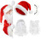 REFORUNG 4 in 1 Weihnachtsmannbart + Perücke Weihnachtsmann + Weihnachtsmütze + Brille, Nikolausbart Bart weiß Weiss Perücke Santa Claus Perücke und Bart Set Erwachsene Weihnachtsmann Kostüm