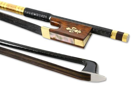 Vetimobato Braided Carbon Fiber Violin Bow 4/4 Full Size - Professional Mongolian Horsehair Violin Bow for Student & Adults - Durable & Lightweight Straight Model Violin Accessories(Black Bow Hair)