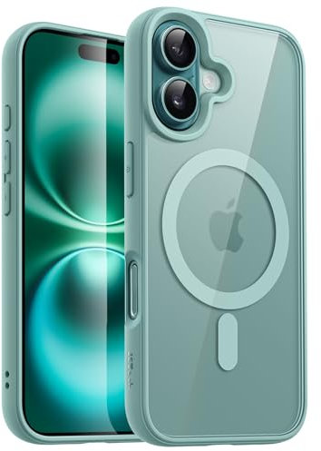 JETech Magnetic Case for iPhone 16 6.1-Inch Compatible with MagSafe, Shockproof Phone Bumper Cover, Solid Color Matte TPU Frame, Anti-Scratch Clear Back (Teal)