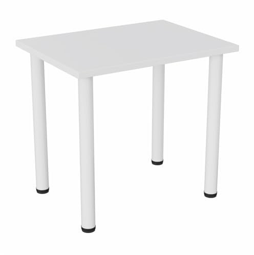 PLATAN ROOM Esszimmertisch Boston 80 x 60 cm, 100 x 60 cm Esstisch, Küchentisch, Bürotisch, Schreibtisch Kleiner Tisch Computertisch Eiche Artisan, Weiß (Weiß mit weißen Beinen, 80 x 60 cm)
