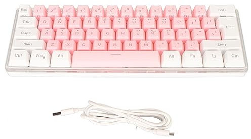 Gigicial Clavier de Jeu Filaire Clavier mécanique 61 Touches avec Clavier Portable Compact rétro-éclairé rvb pour Ordinateur Portable (White Pink)