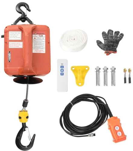 ECUTEE Paranco Elettrico Portatile Carico 500 kg, 3 in 1 Paranco Elettrico con Telecomando Senza Fili 7,6 m/25ft, 1500W Verricello Elettrico Gru di Sollevamento