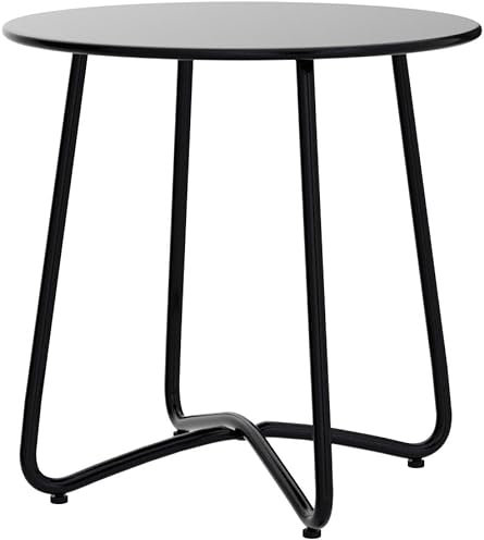 BERARDI HOME | Tavolino Rotondo in Metallo, 45x45 cm, Impermeabile, Design Minimal, per Interno ed Esterno, Nero
