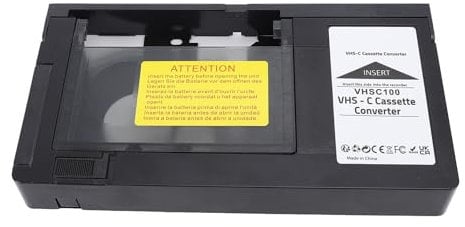 VHSC Cassette Adapter for VHS C and SVHS Tapes, One Touch Control, Bridge to the Past, Compatible with CP6BKU, CP6U, PVP1, VCA115, 4 Pcs Lens Clean Cloth