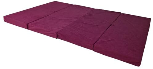 Natalia Spzoo breite Faltmatratze 180 x 120 x 8 cm Klappmatratze mit Schaumstoffkern & abnehmbarem Bezug klappbare Schlafmatte (1224 Lila)