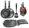 ARCA, Set 3 Padelle Antiaderenti in Alluminio con Spatola in Nylon, Adatte a Piani Cottura a Gas o Induzione, Lavabili in Lavastoviglie, Diametri 20/24/28 cm, Collezione Rockchef