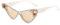 Long Keeper Sonnenbrille Strass - Retro Sonnenbrille Katzenaugen mit Glitzer Kristall Luxus Perlen Bling Festival Party Aesthetic Brille für Damen UV400 (Beige Champagner)