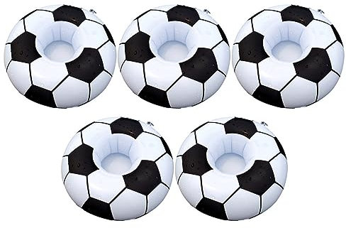 NAMOARLY 5stücke Teiliges Set Aufblasbare Fußball Getränkehalter Für Strand Und Pool Stabiler Und Kreativer Cup Holder PVC Für Partys Und Tropische Events