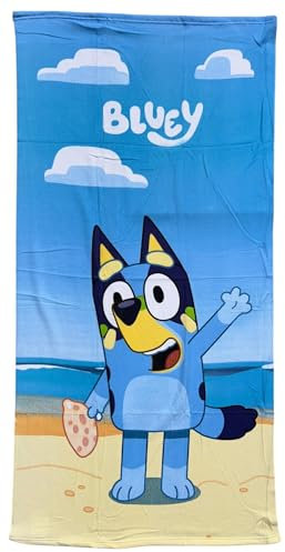 CARTOON Bluey Strandtuch aus Polyester-Mikrofaser für Kinder, 245 g/m², Größe 70 x 140 cm