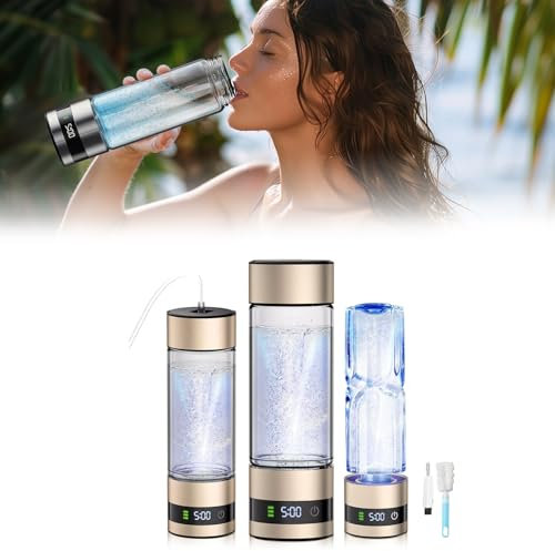 Hydrogen Water Bottle 460ML, 3-in-1 Hydrogen Water Generator 5 Min Electrolysis USB-C Rechargeable SPE PEM Tech for Home Office Travel Fitness with LED Display and Cleaning Brush