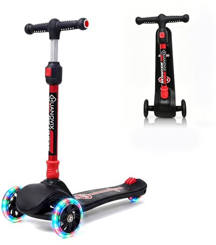 Kinder Roller,Faltbarer Kinderroller Mit Blinkenden,Höhenverstellbar, Breites Deck & Mit Bremse, Faltbarer Kinderroller Für Jungen Und Mädchen Ab 3 Jahre