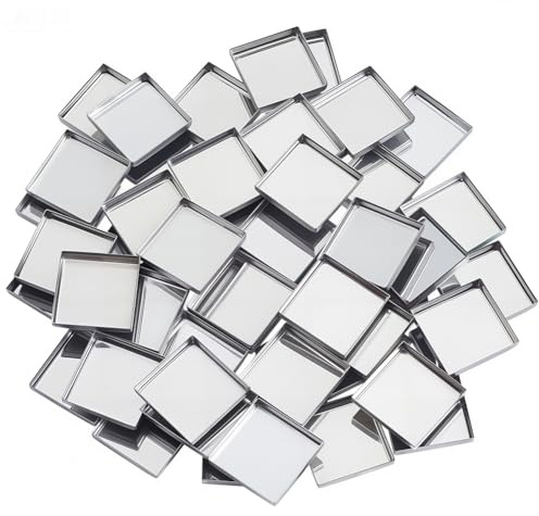 SOFPLATE 50 Petit Pot à Fard à Paupières en Métal de 26mm Mini Palette Carrée Vide en Acier Inoxydable Argenté Plateau Vierge Porte Cabochon pour Fard à Paupières Blush Cosmétiques Accessoires de Bri