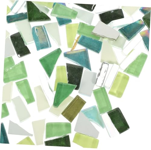 AUTSUPPL Irregular Mosaic Tiles Set for DIY Craft Projects, Green Decorative Small Pieces, 250g Bag, Creative Supplies for Home Art and Mosaic Crafting