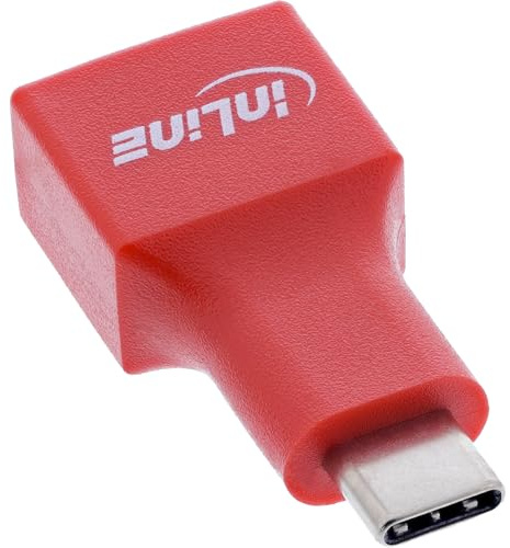 InLine USB-Datenblocker Adapter USB-C Stecker auf USB-A Buchse, sicheres Laden ohne Datenübertragung, kompakt für unterwegs, 5V 1,5A, 31651