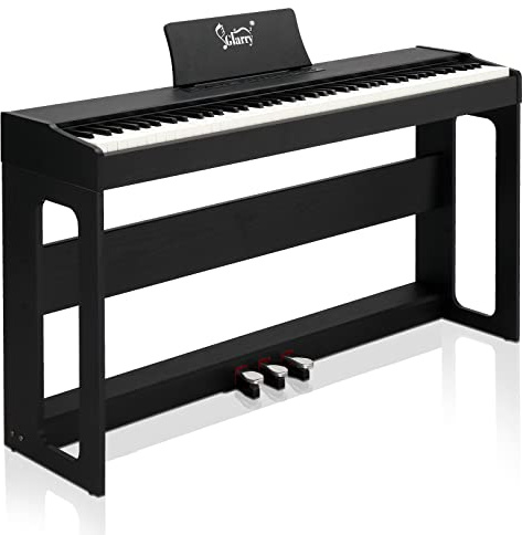 Glarry Domicile Piano Numérique 88 Touches Pondérées, Piano Électrique avec MIDI-USB, Bluetooth et Haut-Parleurs Stéréo, Action du Marteau, Clavier électrique Fullsize pour Débutant (Noir)