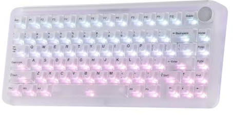 KiiBoom Phantom81 V4 Acrylic Semi-Translucent Mechanical Keyboard | Creamy Gasket, 75% Wireless Gaming Keyboard w/ 8000mAh Battery, RGB Backlits, Hot Swap, Shine Through, NKRO, Win/Mac (Clear)
