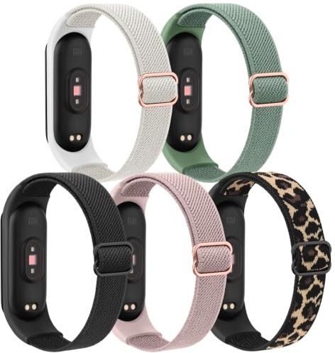 Yisica 5 Stück Elastische Nylon Armband Kompatibel mit Xiaomi Mi Band 6/Mi Band 5/Mi Band 4/Mi Band 3/Mi Band 7, Loop Dehnbares Uhrenarmband für Xiaomi Mi Band 3/4/5/6/7 Herren Damen (5)