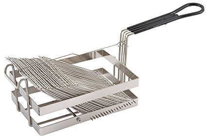 Winco TB-18, cesta Tostada para 18 conchas de 15,2 cm, cesta de soporte para freidora Tostada, cesta comercial resistente con mango de agarre