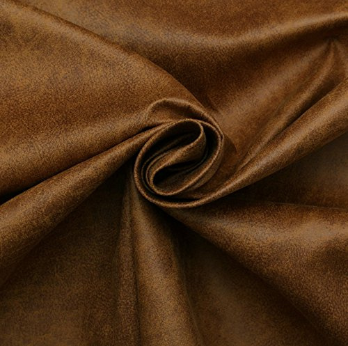 Nevada Antique Distressed Faux Leather Upholstery Fabric, Aged, 100% Polyester, 145cm Wide (Saddle)