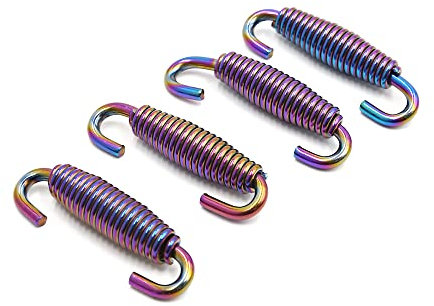 sourcing map 4pcs 55mm en Acier Inoxydable coloré Moto Ressorts de Tuyau d'échappement Crochet de Pivot