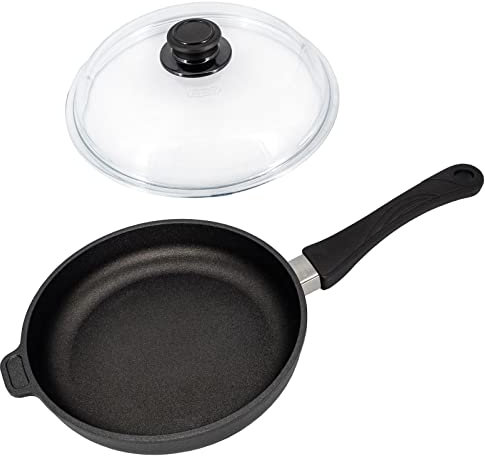Eurolux flache kleine Induktion Pfanne Set Aluguss antihaftbeschichtet PFOA-frei mit Deckel 24 cm