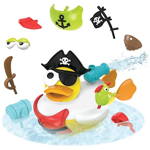YOOKIDOO - Canard de Bain Pirate - Jouet Bain Enfant - Jeu Eveil Bébé -Canard Plastique Bain et Piscine – Se Déplace tout en Emettant un Jet D’Eau - Animaux Plastique Bain - Cadeau Enfant 2 à 6 ans