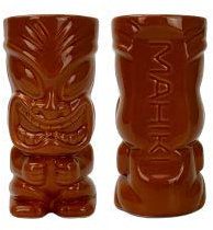 Mahiki Tiki Keramik-Becher, Tiki Mugs, brauner Cocktailbecher in Tiki-Version