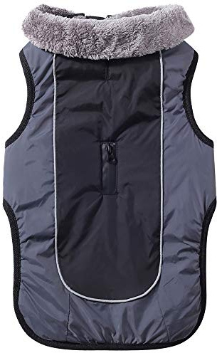 JoyDaog Fleecehalsband Hundemäntel für mittelgroße Hunde, wasserdichte warme Baumwoll-Hundejacke für kalte Winter, Schwarz M