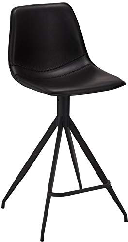 Furnhouse Isabel Barstuhl 2er Set Schwarz – Skandinavisches Design, Kunstleder, 360° Drehbar, Metallgestell, Ergonomische Polsterung, Hoher Sitzkomfort für Bartresen & Kücheninseln