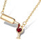 QIAN0813 Love Red Wine Winebottle Pendant Necklace for Woman Cubic Zirconia Heart Unique Design Jewelry, Unisex, Copper Cubic Zirconia