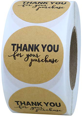 Hylabelest Thank You for Your Purchase Stickers 1.5 Round Kraft Business Labels (Kraft)