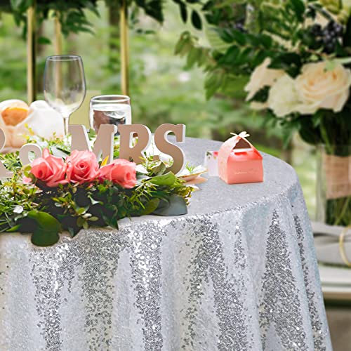 Runde Tischdecke Pailletten Tischdecke Silber 72 Zoll Outdoor Tischdecke Party Tischdecke Weihnachten Tischdecke Kunststoff Tischdecke 72 Silver Sparkle Tischdecke