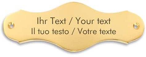 Personalisiertes Türschild aus Messing mit Gravur - 137 x 47 mm, geschwungen - Messingschild, Klingelschild für Briefkasten, Klingel und Türen