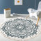 Vintage Boho Baumwolle Teppiche Mandala Muster Waschbar Handgewebte Böhmische Runder Teppich mit Quasten für Schlafzimmer Flur Wohnzimmer Couchtisch Fußmatten,Waschmaschinenfest,80CM Blumen #2