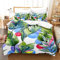 PTNQAZ Tropische Blätter-Bettwäsche-Set mit Kissenbezug, 3D-Druck, buntes Blättermotiv, Sommer-Bettdecke, Queen-Size-Bett (King Size)