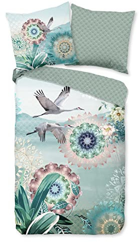 Hip Mako Satin Bettwäsche 2 teilig Bettbezug 135 x 200 cm Kissenbezug 80 x 80 cm Kimora Multi