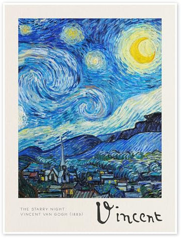 Die Sternennacht Poster von Vincent van Gogh 30 x 40 cm Blau Wandbilder Wanddeko