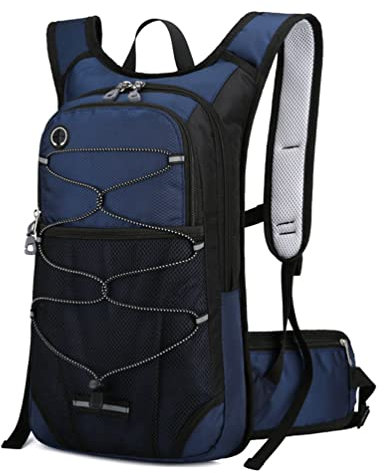 YuanDiann Fahrradrucksack 15L Leicht Wasserabweisend Kleine Wanderrucksäcke mit Netzrücken Dämpfung Herren Damen Outdoor Bike Reise Trekkingrucksack mit Trinksystem(Kein Wassersack) Dunkelblau