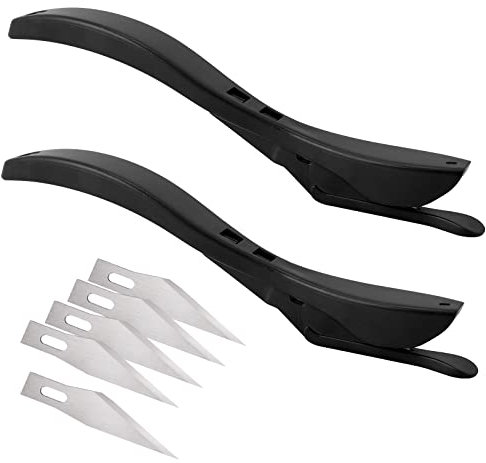 EHDIS 2 Stück Geschenkpapier Schneider mit 5 Ersatzklingen, Sicherheitsmesser, Papier-Schneidemesser, für Papier, Folien, Wrapping, Schwarz