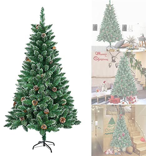 ACXIN - Albero di Natale artificiale, 240 cm, con 850 punte, abete finto, montaggio rapido, incluso supporto in metallo, colore: verde con pigne, 2,4 m