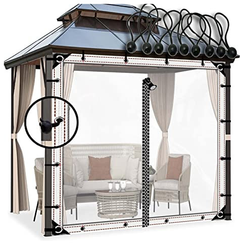 KUBAOS Pergola-Seitenwände Regenschutz Plane Outdoor Reißfest 0,3mm Weiches Glas für Pavillon/Camping/Carport (Color : A, Size : 8x3m/26.24x9.84ft)